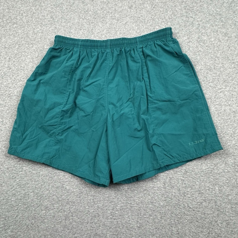 Vtg 80's LL Bean Nylon Swim Trunks Mens Large Lined Pockets Embroidered Logo EUC